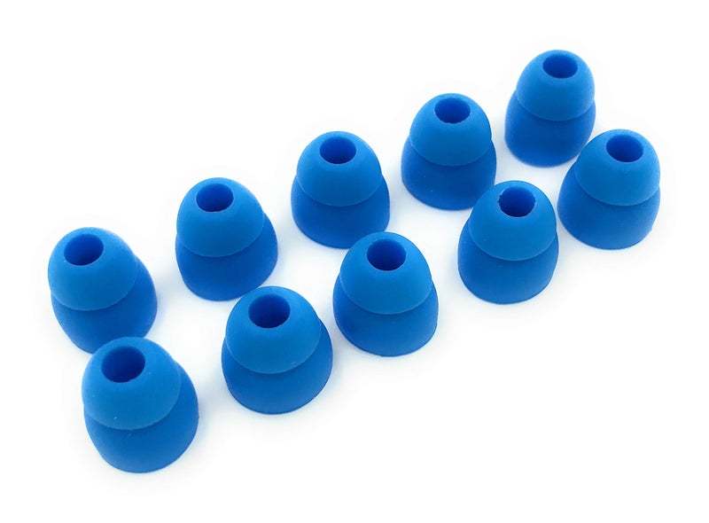 Earbudz 5 Pairs of Double Flange Replacement Earbud Tips fit Powerbeats, LG, Symphonized, iFrogz, Mpow, Skullcandy, Panasonic Headphones (Flash Blue) - Image 1